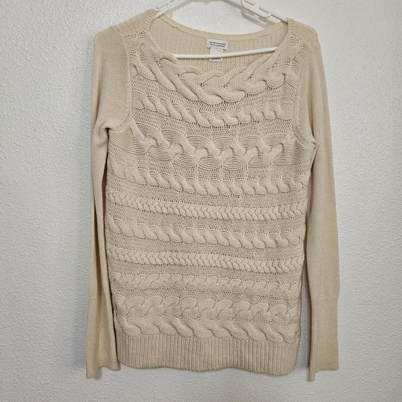 Club Monaco cable knit design Italian Cashmere sweater size medium - Picture 1 of 10